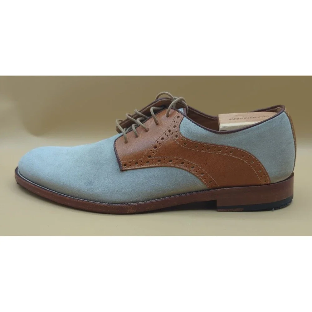 Johnston & Murphy Saddle Oxfords Men's Sz 11 Brown Leather/Cream Nubuck Suede